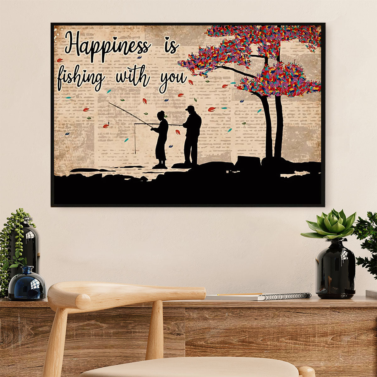 Fishing Canvas Wall Art Prints | Couple Girlfriend to Boyfriend | Home Décor Gift for Fisherman
