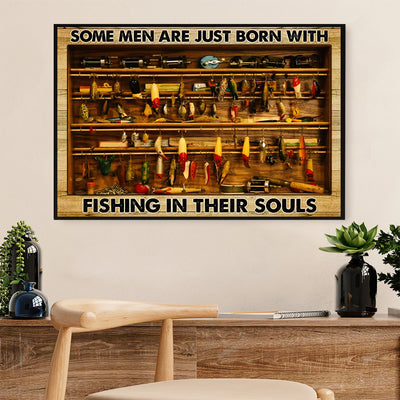 Fishing Canvas Wall Art Prints | Men Born With Fishing | Home Décor Gift for Fisherman