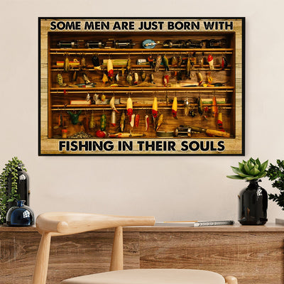 Fishing Poster Print | Men Born With Fishing | Wall Art Gift for Fisherman