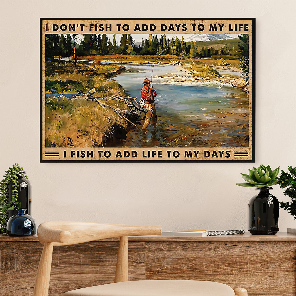 Fishing Poster Print | Add Life to My Days | Wall Art Gift for Fisherman