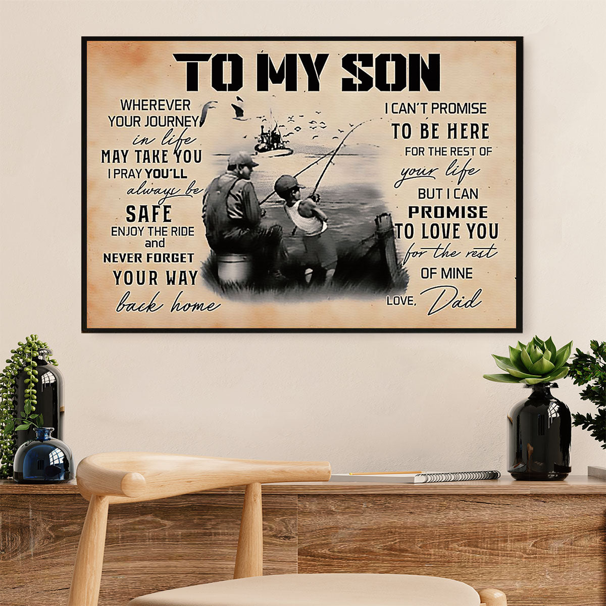 Fishing Poster Print | From Dad to Son | Wall Art Gift for Fisherman