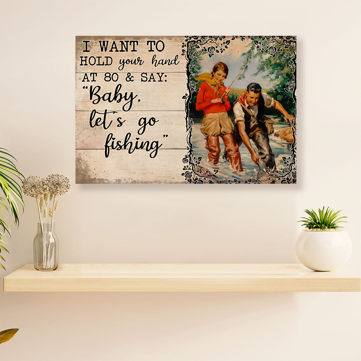 Fishing Poster Print | Married Couple Fishing | Wall Art Gift for Fisherman