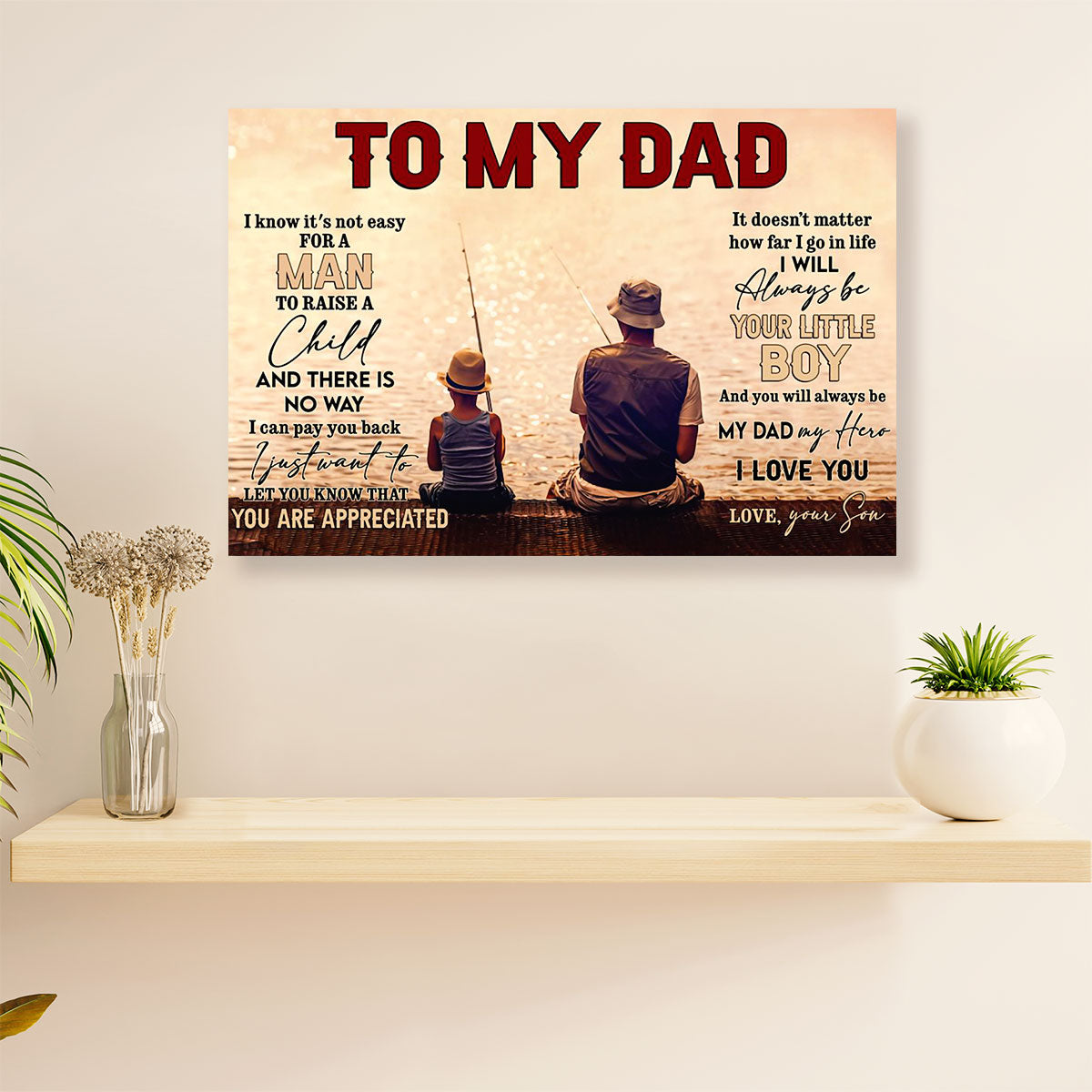 Fishing Canvas Wall Art Prints | From Son To Dad | Home Décor Gift for Fisherman