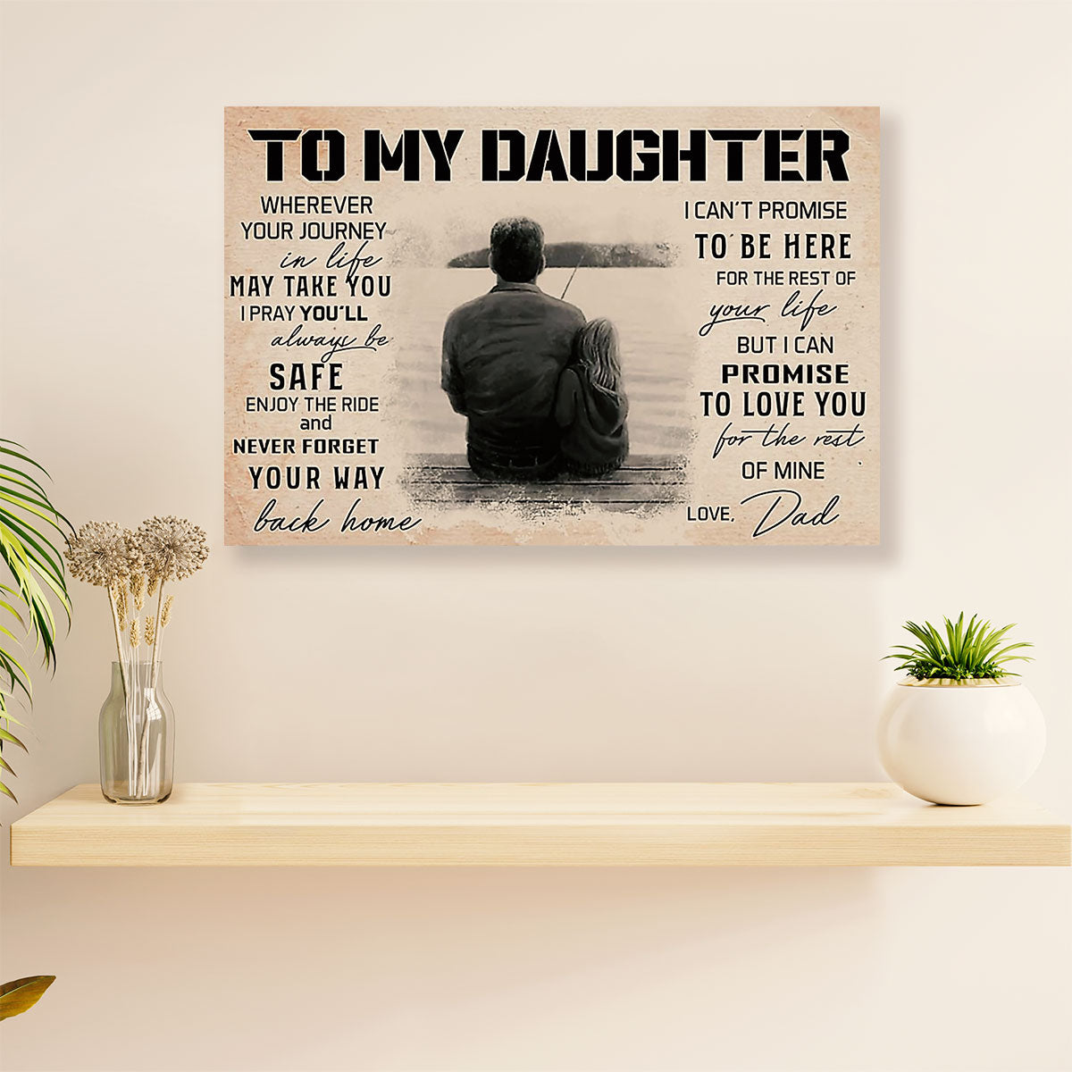 Fishing Canvas Wall Art Prints | From Dad to Daughter | Home Décor Gift for Fisherman