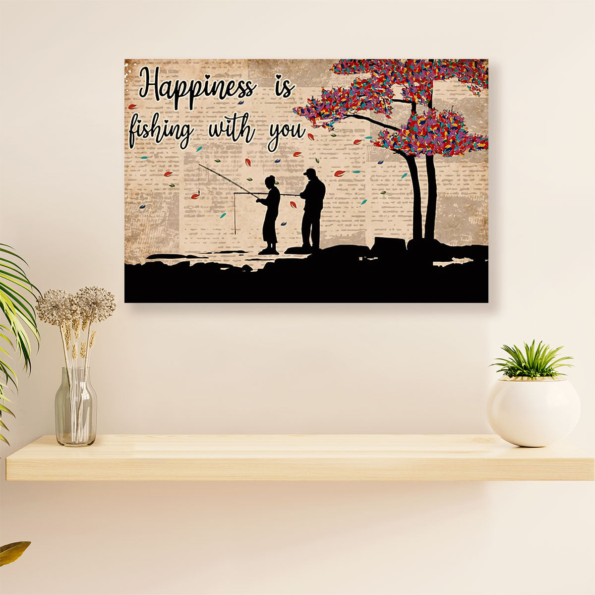 Fishing Canvas Wall Art Prints | Couple Girlfriend to Boyfriend | Home Décor Gift for Fisherman