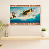 Fishing Poster Print | Old Man With Fishing Rod | Wall Art Gift for Fisherman