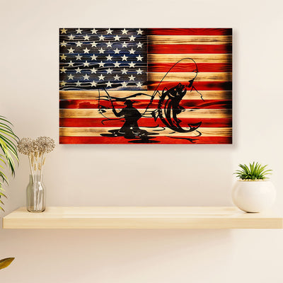 Fishing Canvas Wall Art Prints | American Flag | Home Décor Gift for Fisherman