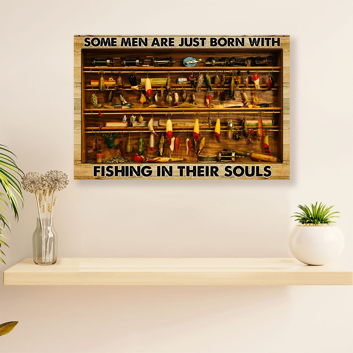 Fishing Canvas Wall Art Prints | Men Born With Fishing | Home Décor Gift for Fisherman
