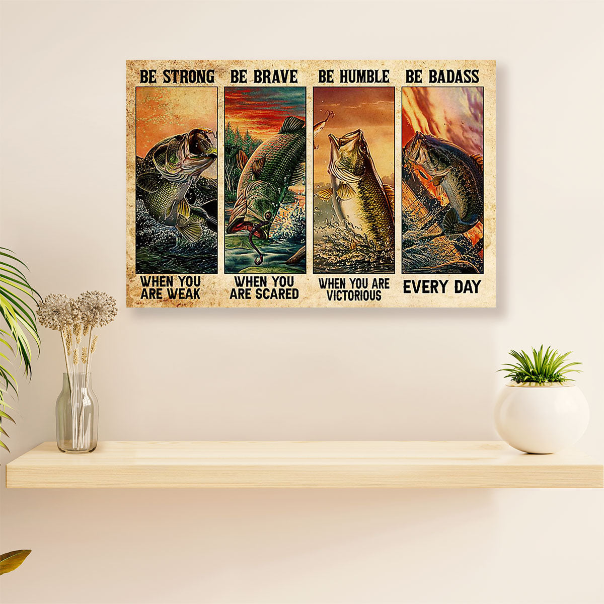 Fishing Canvas Wall Art Prints | Strong Humble | Home Décor Gift for Fisherman