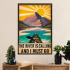 Kayaking Poster Print Room Decor | River is Calling | Wall Art Gift for Kayaker