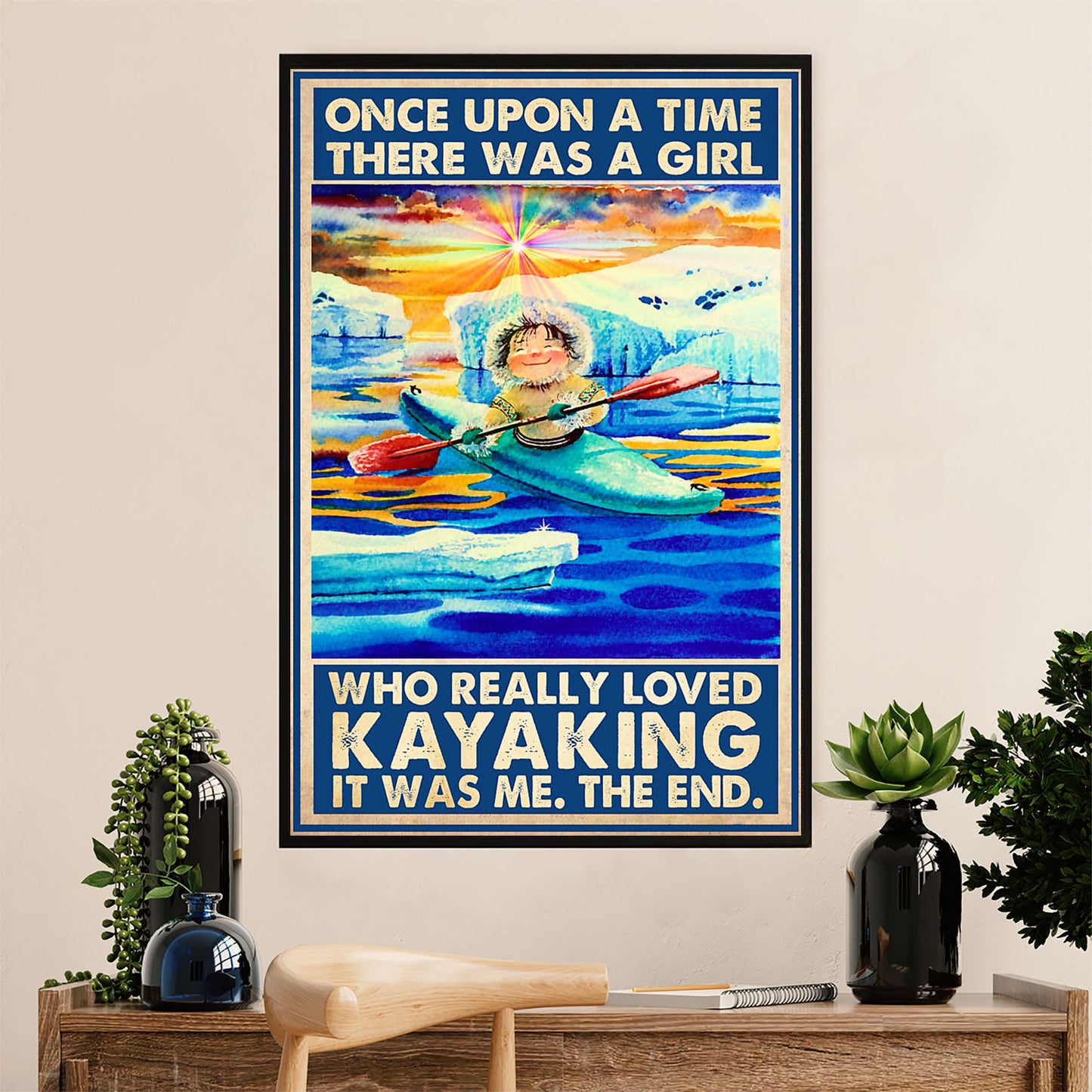 Kayaking Poster Print Room Decor | Girl Loves Kayaking | Wall Art Gift for Kayaker
