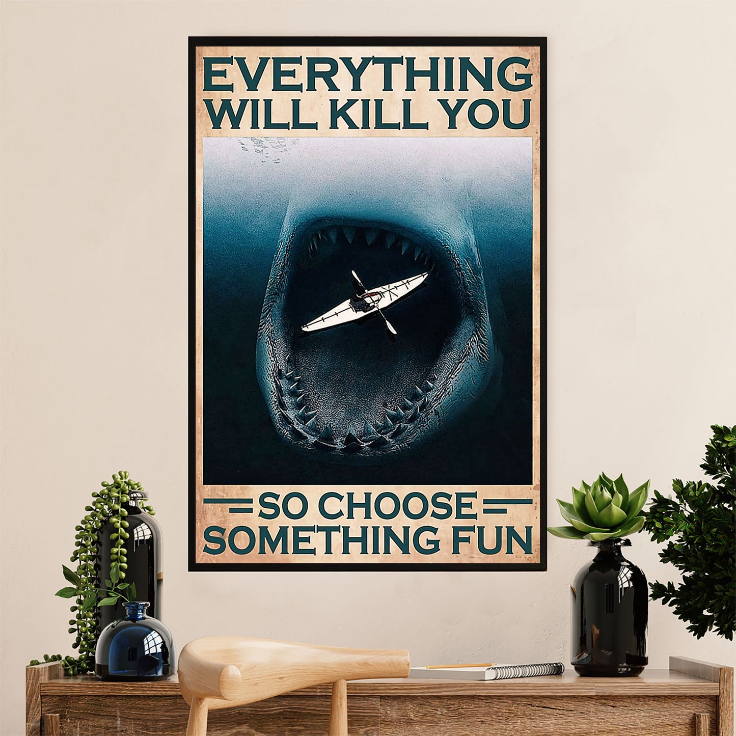 Kayaking Poster Print Room Decor | Everything Will Kill You | Wall Art Gift for Kayaker