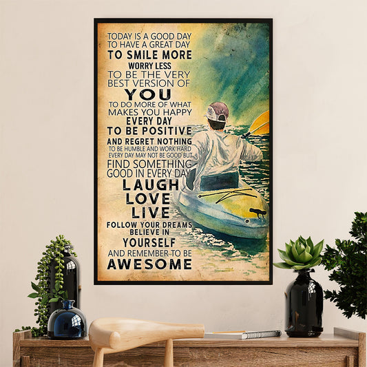 Kayaking Poster Print Room Decor | Laugh Love Live | Wall Art Gift for Kayaker