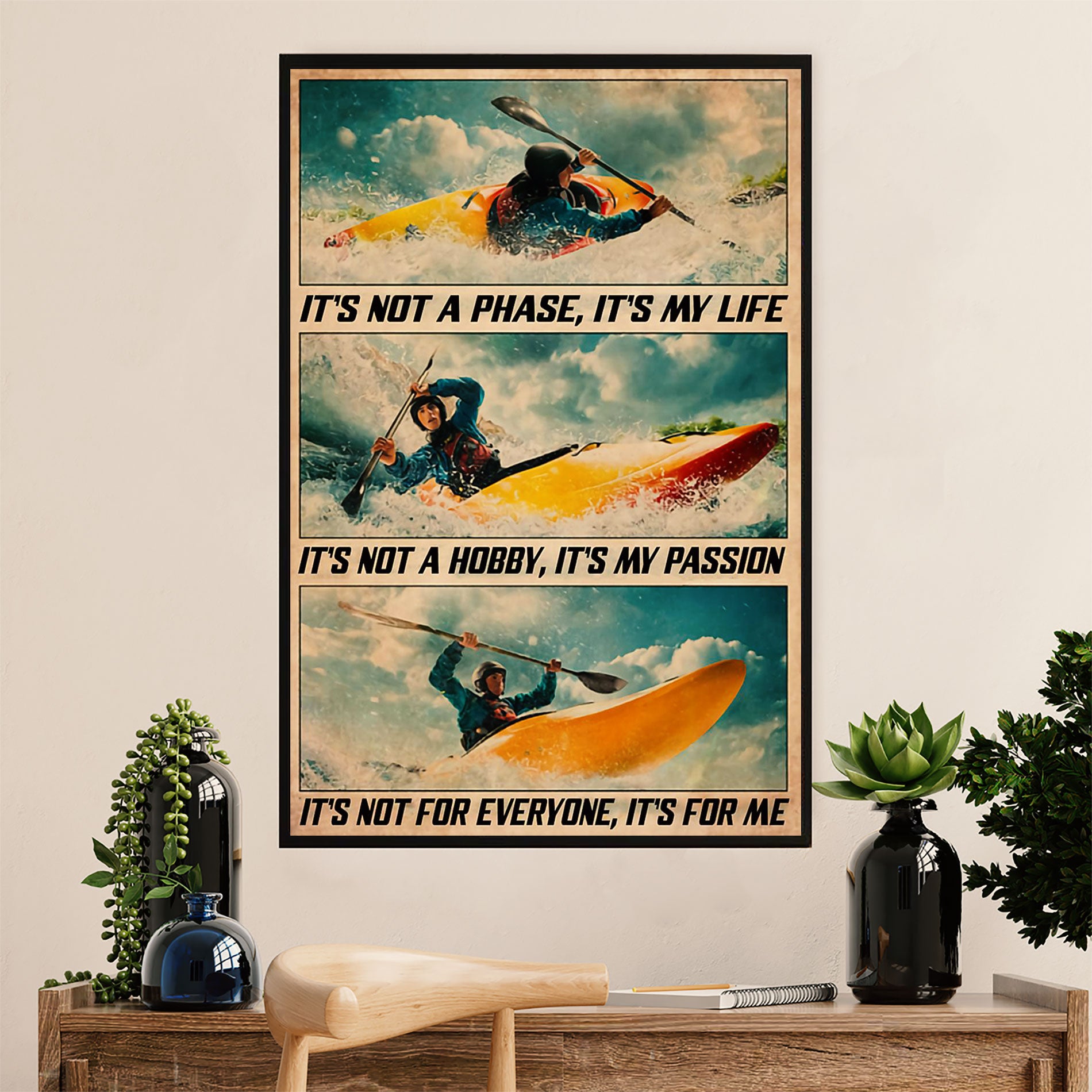 Kayaking Poster Print Room Decor | Girl Loves Kayaking | Wall Art Gift for Kayaker