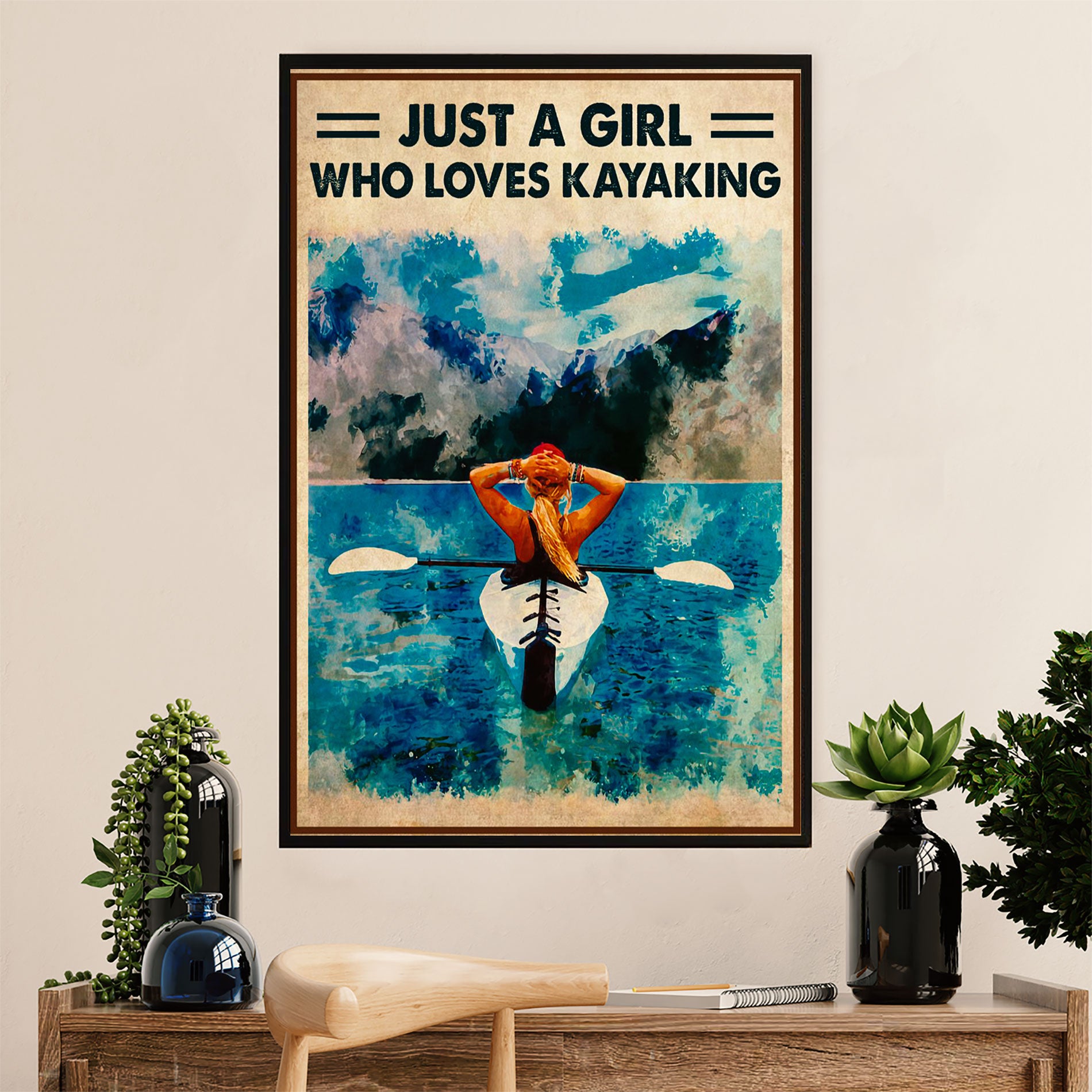 Kayaking Canvas Wall Art Prints | Man Loves Kayaking | Home Décor Gift for Kayaker