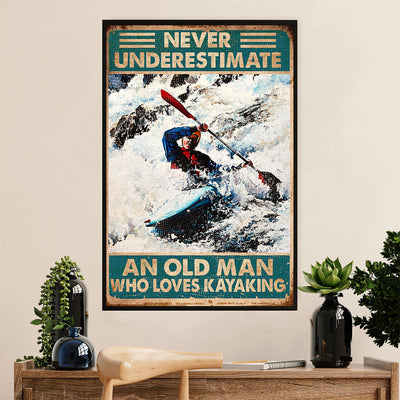 Kayaking Poster Print Room Decor | Old Man Loves Kayaking | Wall Art Gift for Kayaker