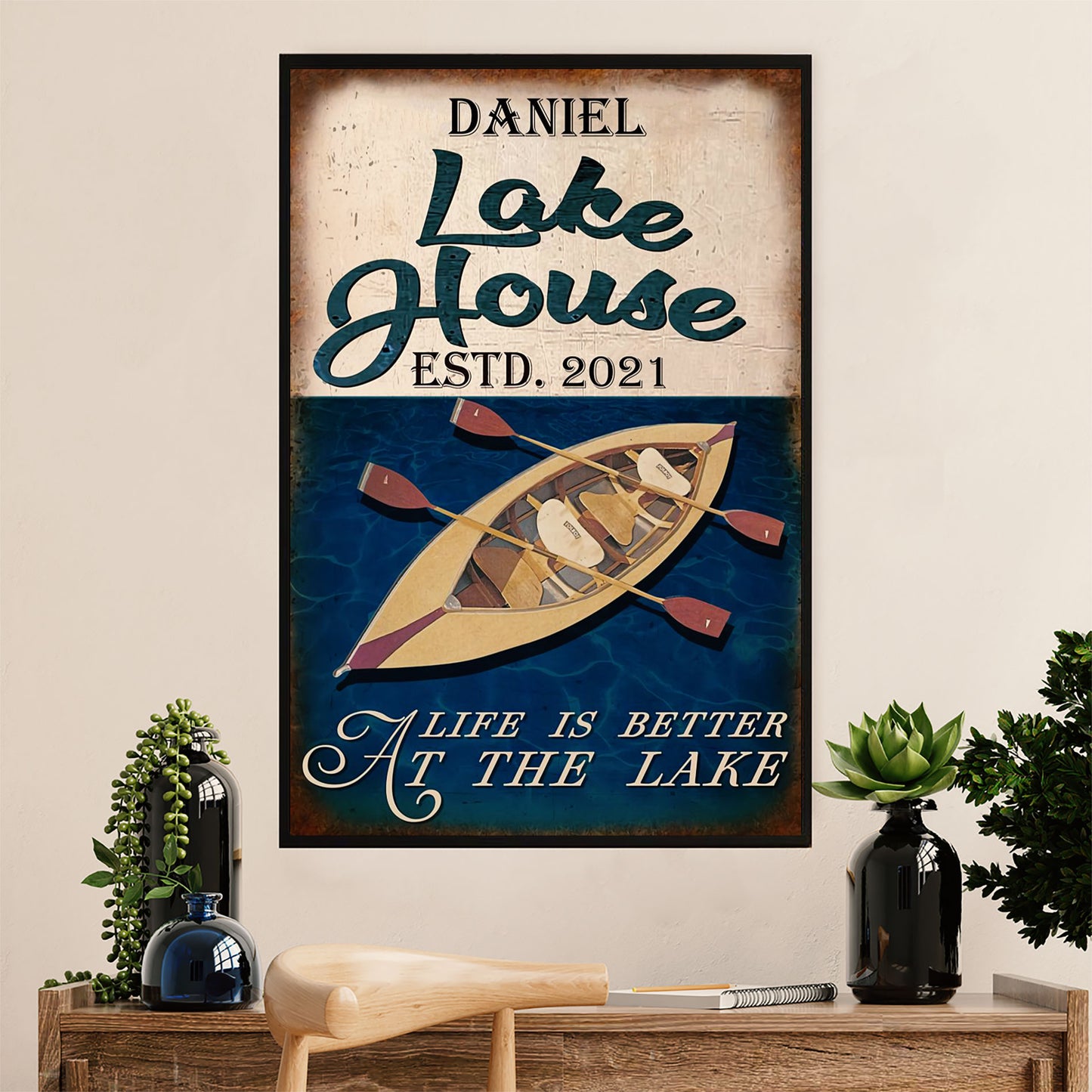 Kayaking Poster Print Room Decor | Lake House | Wall Art Gift for Kayaker
