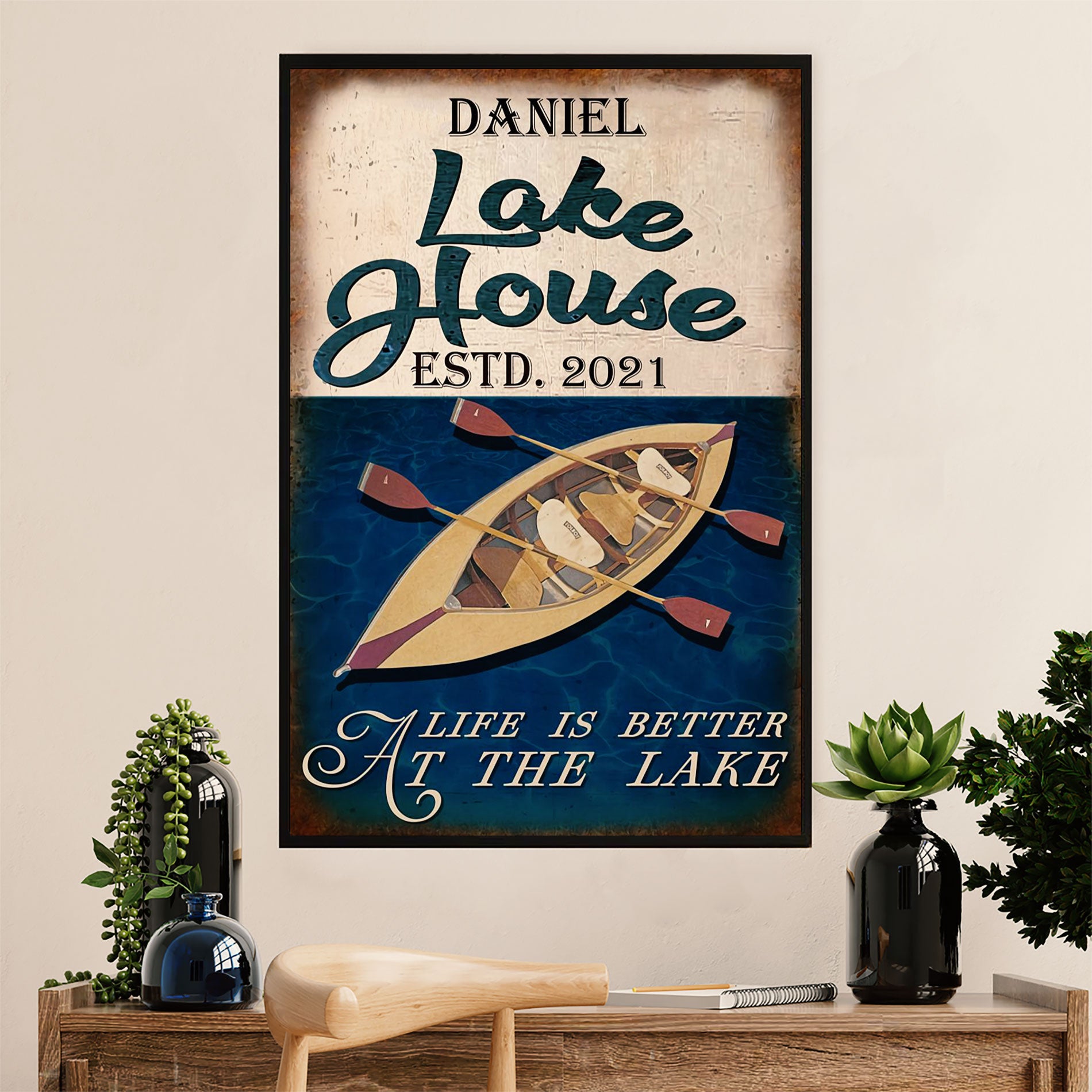 Kayaking Poster Print Room Decor | Lake House | Wall Art Gift for Kayaker