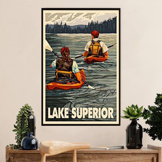 Kayaking Canvas Wall Art Prints | Lake Superior | Home Décor Gift for Kayaker