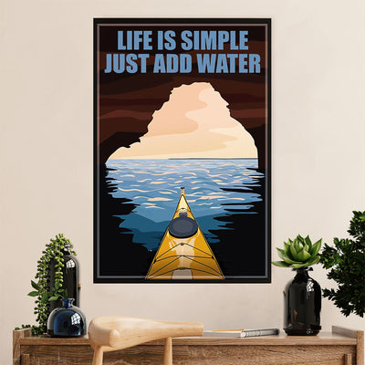 Kayaking Poster Print Room Decor | Just Add Water | Wall Art Gift for Kayaker