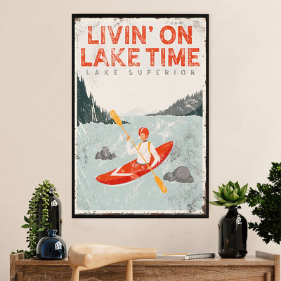 Kayaking Canvas Wall Art Prints | Livin' On Lake Time | Home Décor Gift for Kayaker