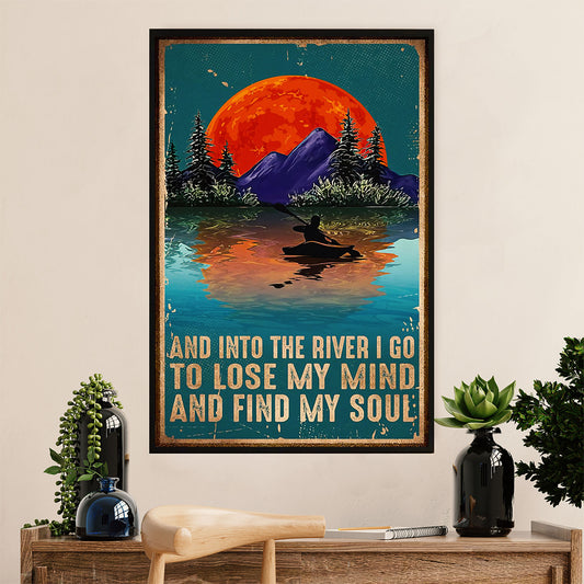 Kayaking Canvas Wall Art Prints | Into The River | Home Décor Gift for Kayaker