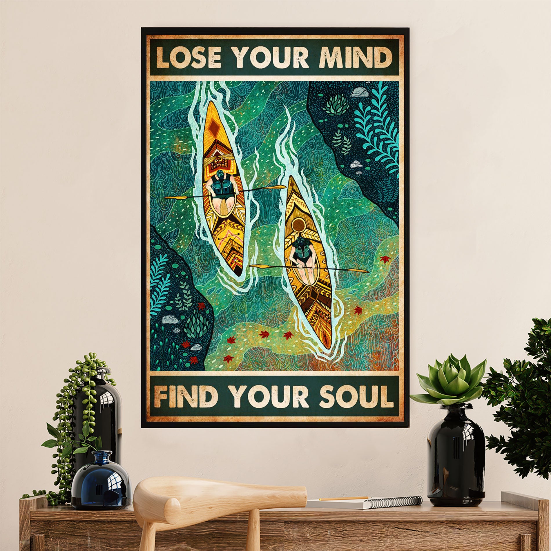 Kayaking Canvas Wall Art Prints | Find My Soul | Home Décor Gift for Kayaker