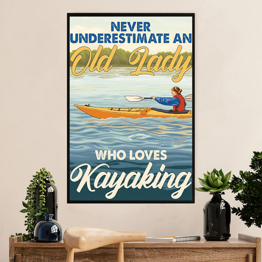 Kayaking Poster Print Room Decor | Old Lady Loves Kayaking | Wall Art Gift for Kayaker