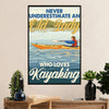 Kayaking Canvas Wall Art Prints | Old Lady Loves Kayaking | Home Décor Gift for Kayaker