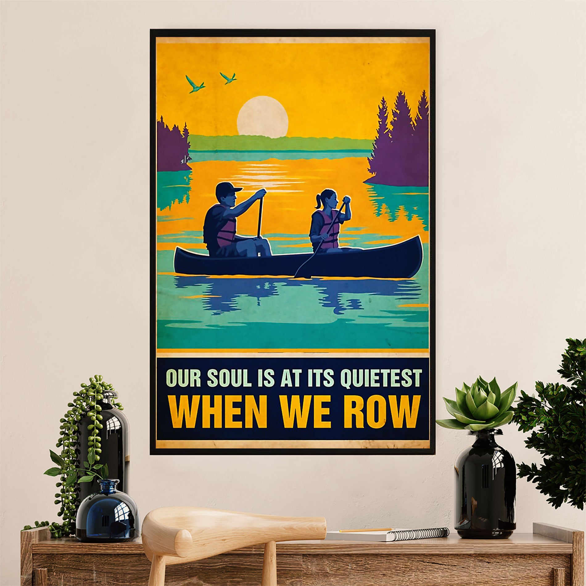 Kayaking Poster Print Room Decor | When We Row | Wall Art Gift for Kayaker
