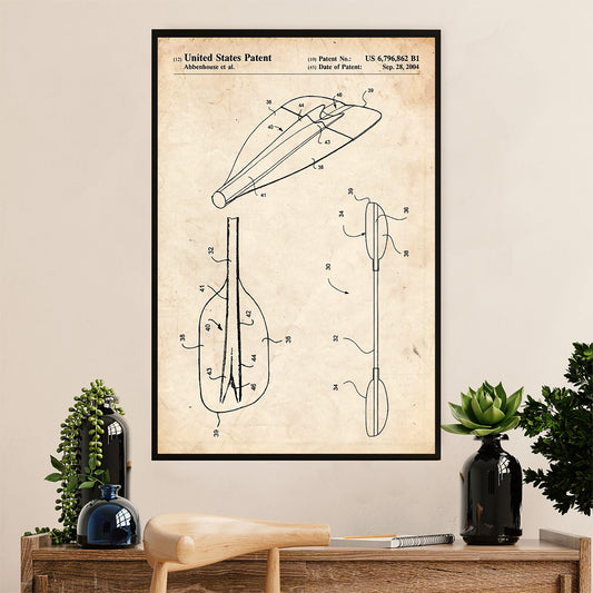 Kayaking Canvas Wall Art Prints | Double-bladed Paddle | Home Décor Gift for Kayaker