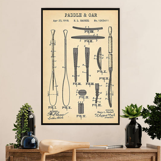 Kayaking Canvas Wall Art Prints | Double-bladed Paddle | Home Décor Gift for Kayaker