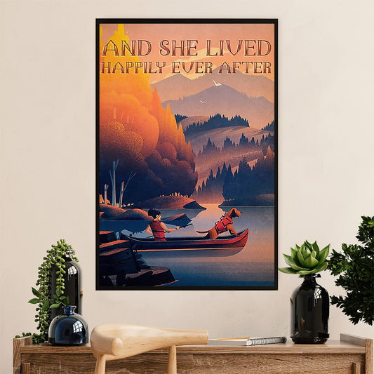 Kayaking Canvas Wall Art Prints | She Lived Happily | Home Décor Gift for Kayaker