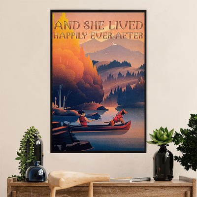 Kayaking Canvas Wall Art Prints | She Lived Happily | Home Décor Gift for Kayaker