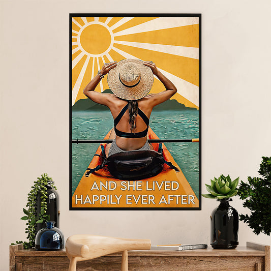 Kayaking Poster Print Room Decor | Girl Loves Kayaking | Wall Art Gift for Kayaker