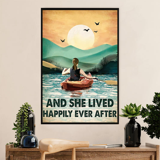 Kayaking Canvas Wall Art Prints | She Lived Happily | Home Décor Gift for Kayaker