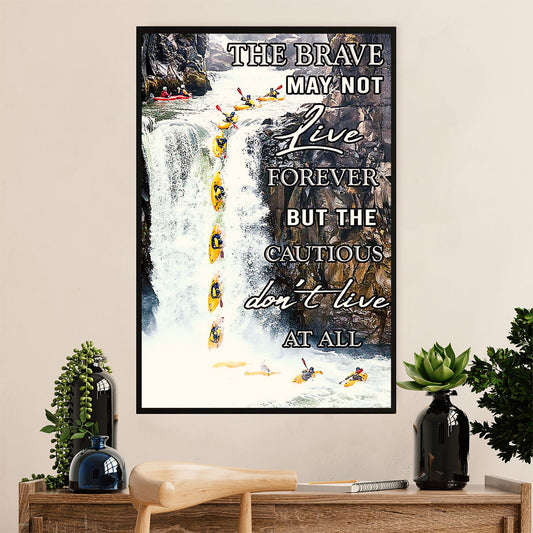 Kayaking Canvas Wall Art Prints | The Brave May Not Live | Home Décor Gift for Kayaker