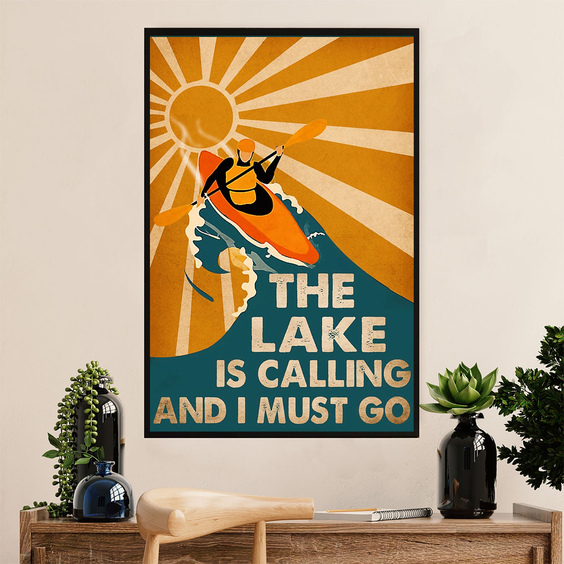 Kayaking Canvas Wall Art Prints | The Lake Is Calling | Home Décor Gift for Kayaker