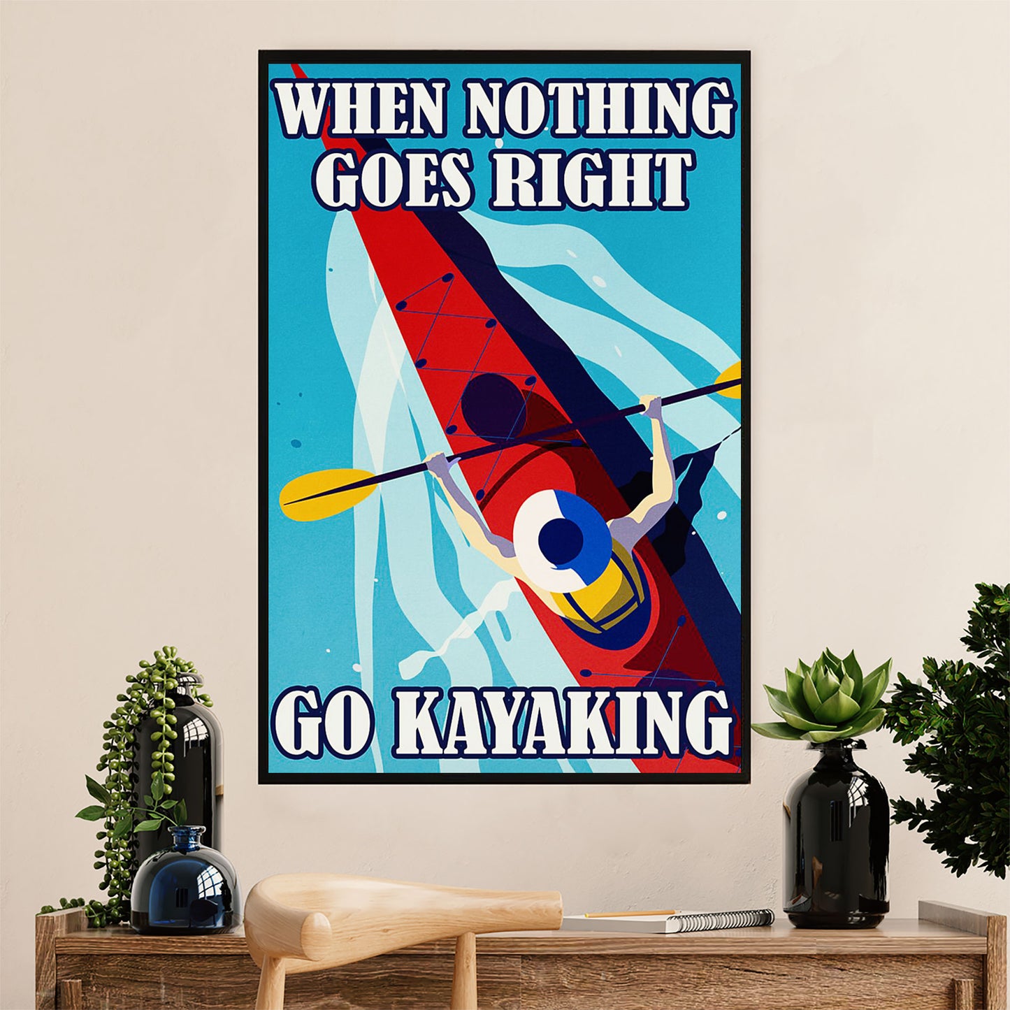 Kayaking Canvas Wall Art Prints | Go Kayaking | Home Décor Gift for Kayaker