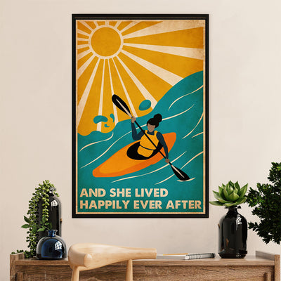 Kayaking Canvas Wall Art Prints | She Lived Happily | Home Décor Gift for Kayaker