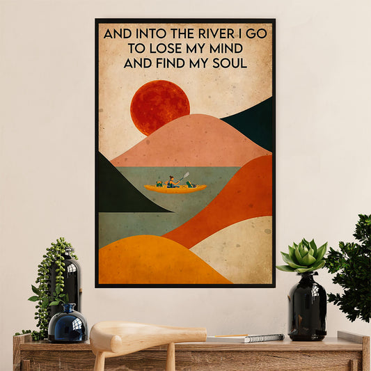 Kayaking Poster Print Room Decor | Into The River | Wall Art Gift for Kayaker