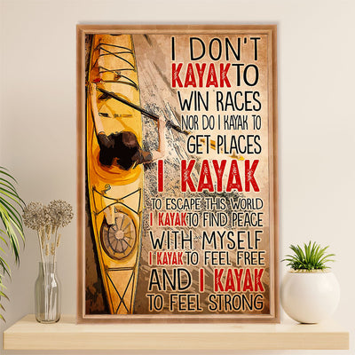 Kayaking Canvas Wall Art Prints | Play to Feel Strong | Home Décor Gift for Kayaker