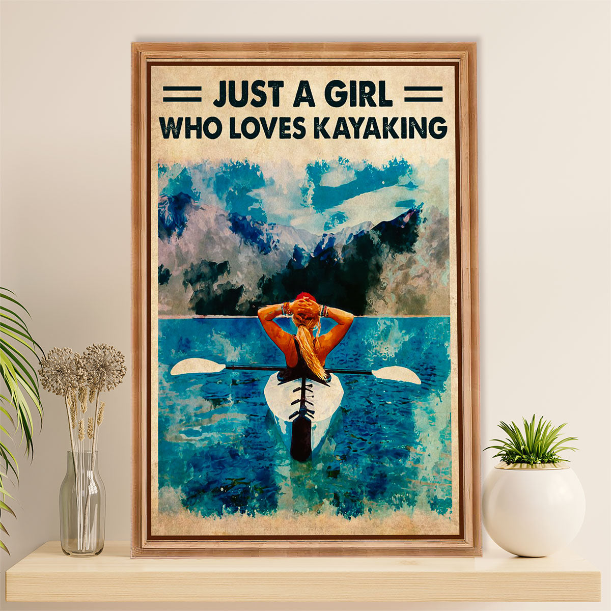 Kayaking Canvas Wall Art Prints | Man Loves Kayaking | Home Décor Gift for Kayaker