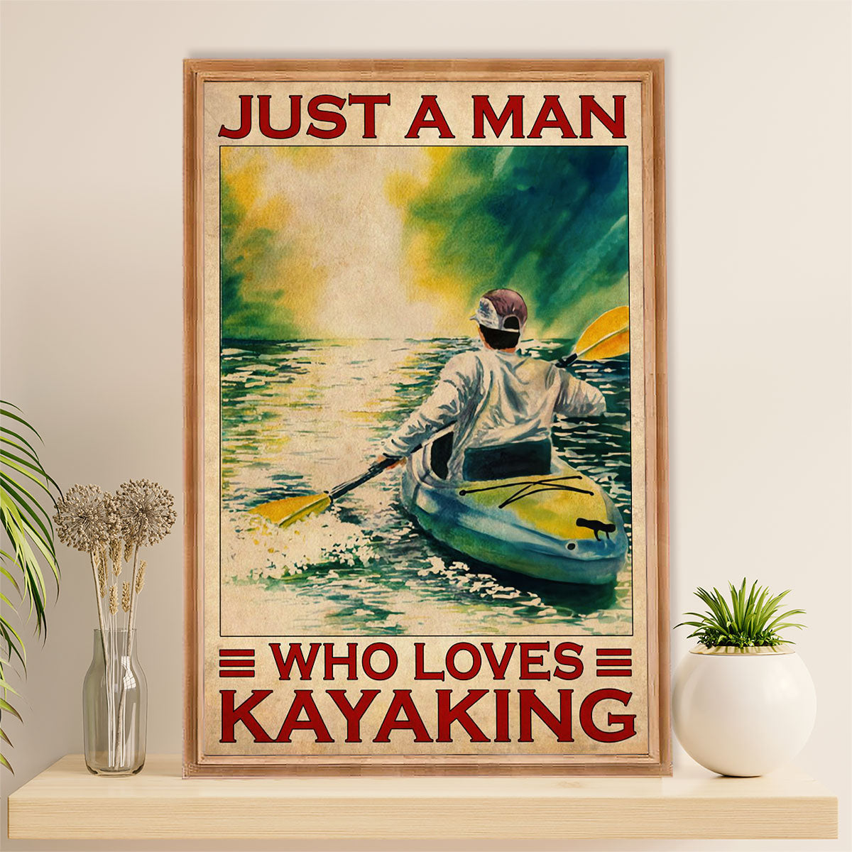 Kayaking Poster Print Room Decor | Kayak Camping Gear Guide | Wall Art Gift for Kayaker