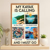 Kayaking Canvas Wall Art Prints | My Kayak Is Calling | Home Décor Gift for Kayaker