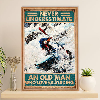 Kayaking Poster Print Room Decor | Old Man Loves Kayaking | Wall Art Gift for Kayaker