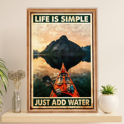 Kayaking Poster Print Room Decor | Just Add Water | Wall Art Gift for Kayaker