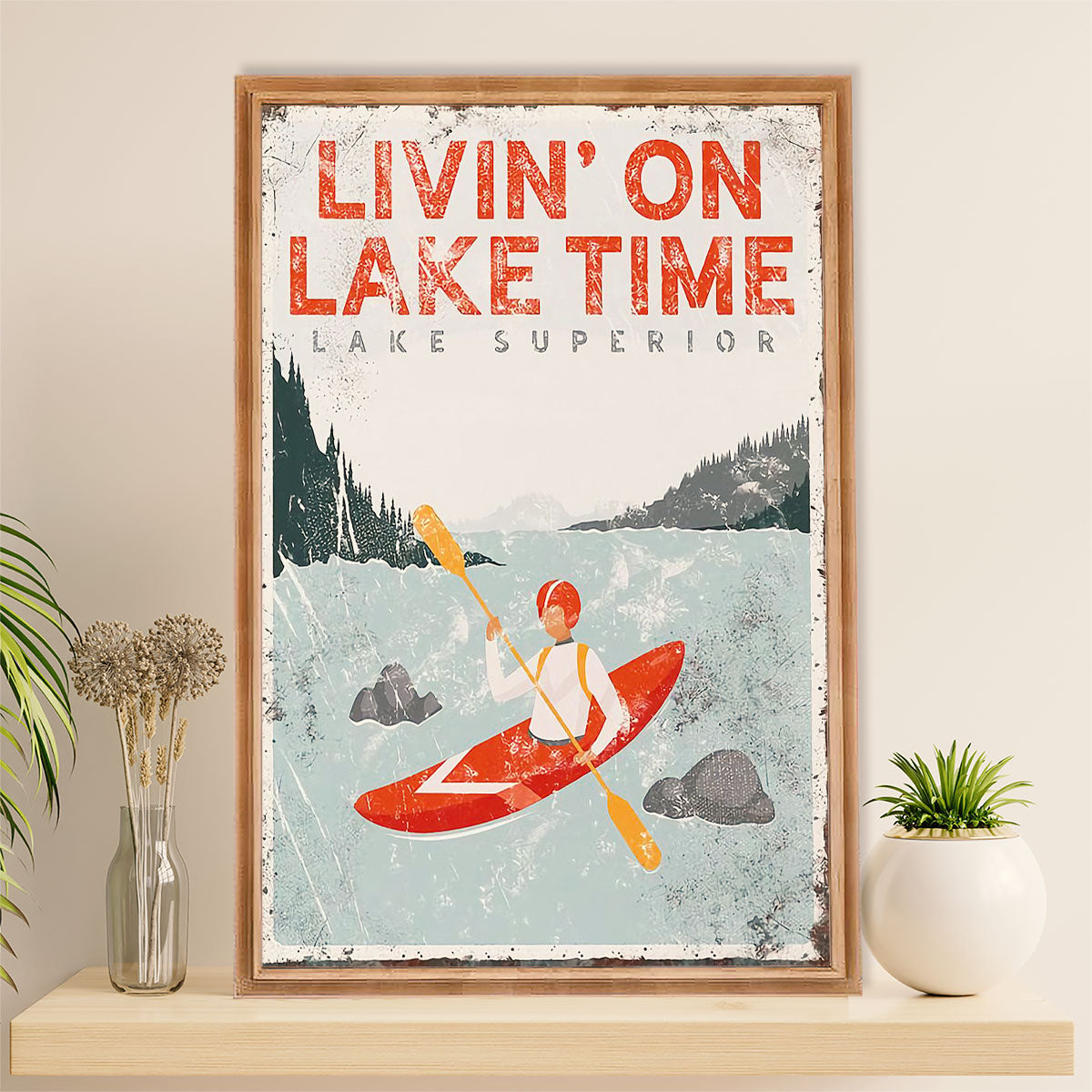 Kayaking Canvas Wall Art Prints | Livin' On Lake Time | Home Décor Gift for Kayaker
