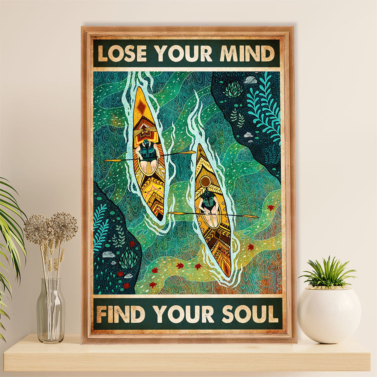 Kayaking Canvas Wall Art Prints | Find My Soul | Home Décor Gift for Kayaker