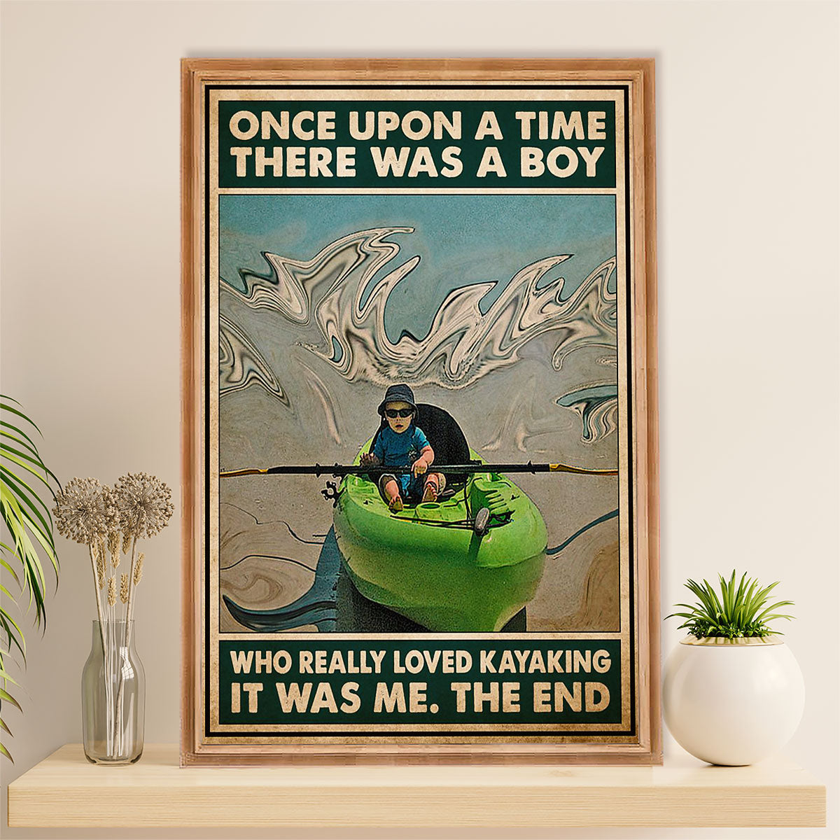 Kayaking Canvas Wall Art Prints | Boy Loved Kayaking | Home Décor Gift for Kayaker